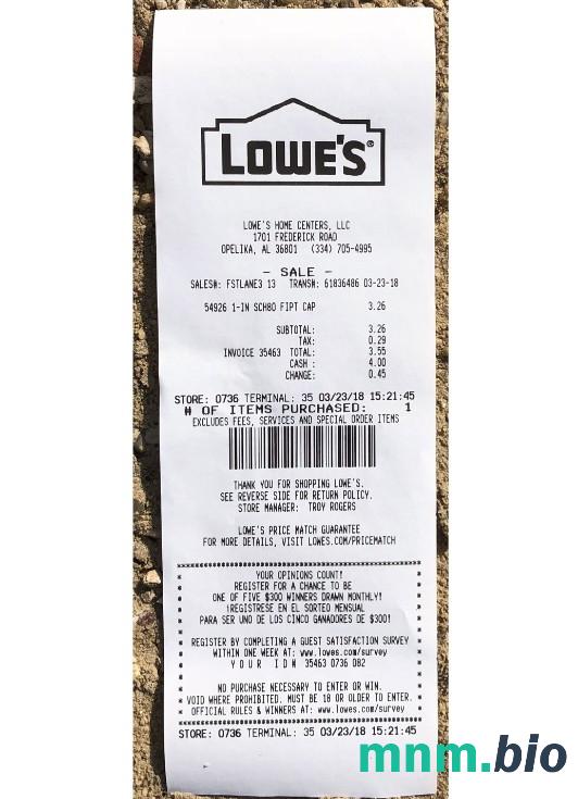 USA Lowe's szablon pokwitowania płatności PSD